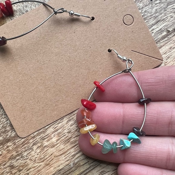 Simple Rainbow Gemstone Earrings - Picture 3 of 3
